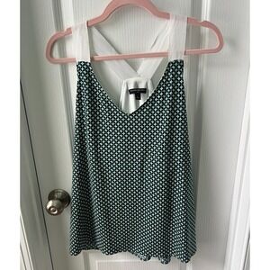 Banana Republic Womens Top Green Black White Geometric Print Sleeveless Size L